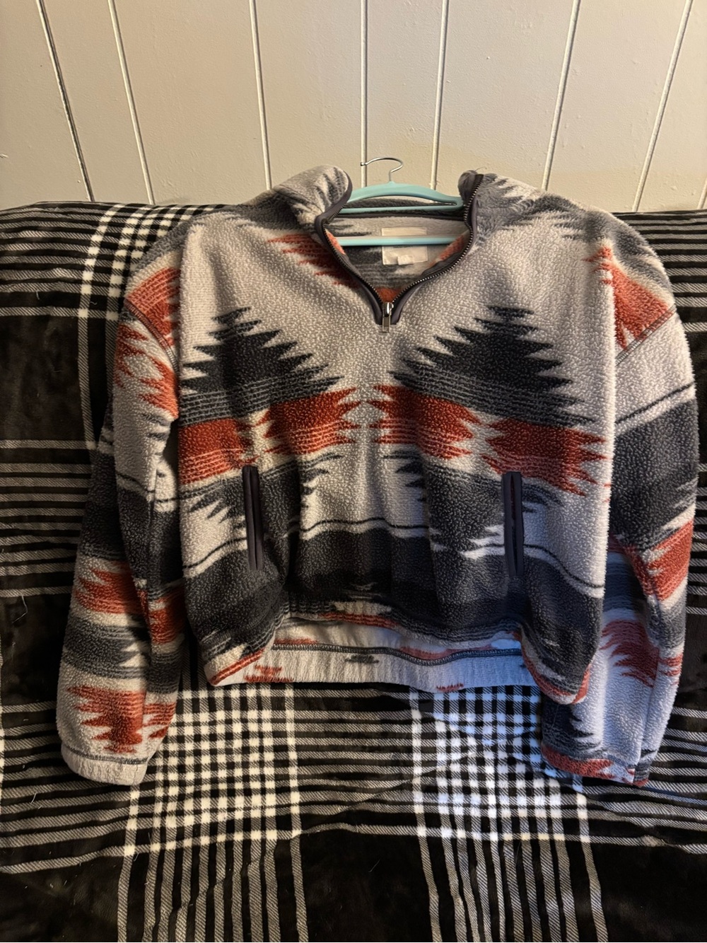 Thread & Supply Women’s Half-Zip Fleece Pullover - Gray & Rust